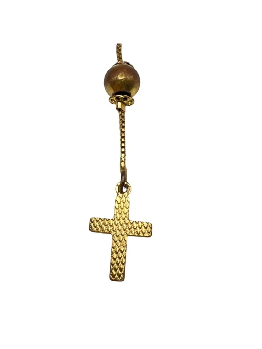Vintage 18k Gold Filled Rosary Necklace Miraculous Medal Rhinestone Y Drop LOOK - Picture 3 of 8